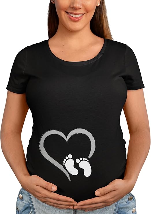 BROOKLYN VERTICAL Maternity Cute Funny New Mom Pregnancy Announcement Short Sleeve Crew Neck T-Shirt