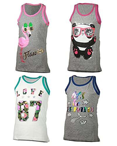 4-Pack Girls Sleeveless Tank Tops Cute Designs Summer Heat Friendly |Sizes 4-16