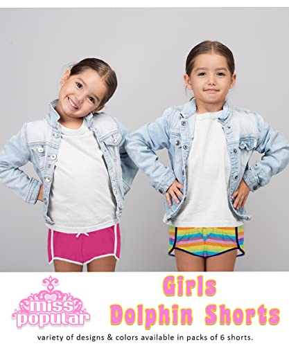Girls 6-Pack Dolphin Shorts Cute Summer Beach Designs Comfy Cotton| Sizes 7/8-14/16