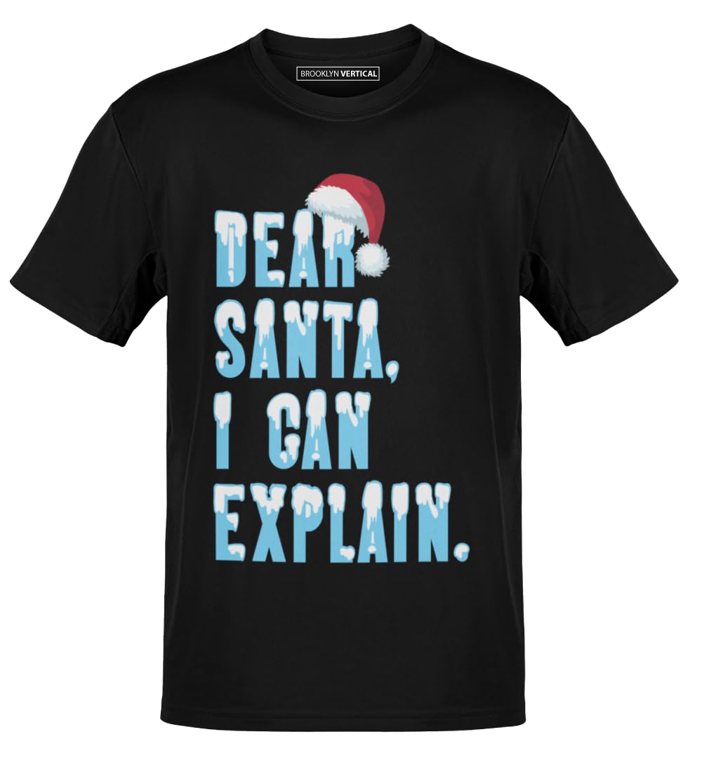 BROOKLYN VERTICAL Funny Christmas Santa Naughty Nice Holiday Short Sleeve Crew Neck T-Shirt | for Boys and Girls