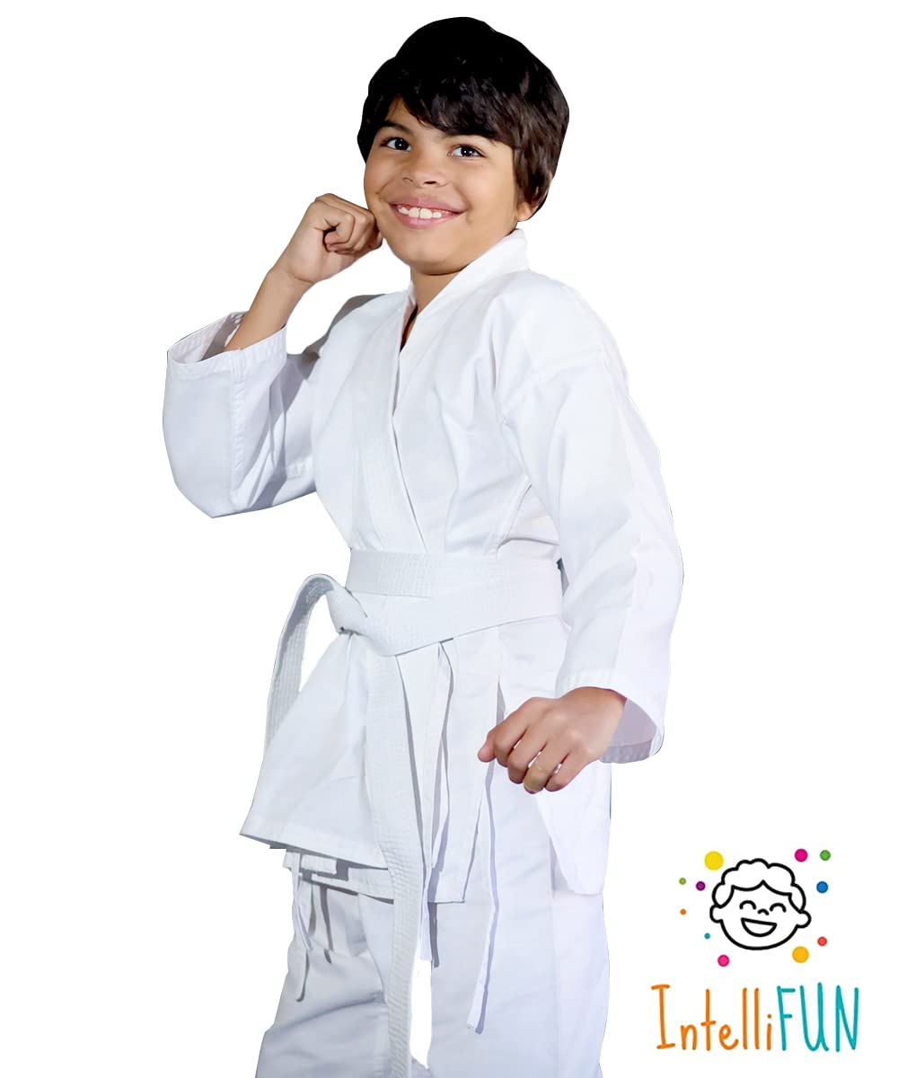 IntelliFun Karate Uniform with Belt for Kids Durable Student Karate Gi Martial Arts Uniform