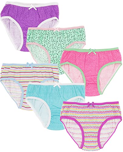 Girls 6-Pack Soft Cotton Underwear Tagless Basic Panty Briefs| Sizes 2T - 14/16
