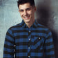 BROOKLYN VERTICAL Men's Flannel Plaid Button Down Long Sleeve Casual Shirt with Front Pocket