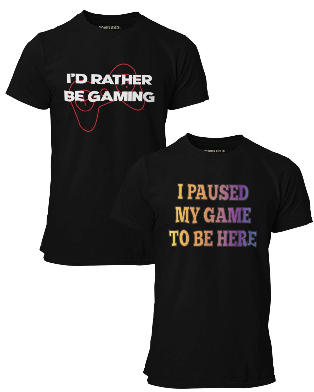 2-Pack Mens Video Gamer Gaming Short Sleeve Crew Neck T-Shirt| Soft Cotton Graphic Tees Sizes S-XL
