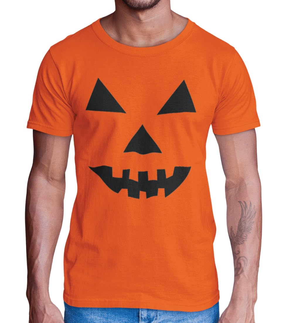 BROOKLYN VERTICAL Adult Halloween Printed T-Shirts Jack O' Lantern Pumpkin Skeleton Fun Costume Designs