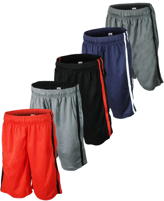 Mens 5-Pack Mesh Athletic Basketball Shorts with Pockets| Sizes S-2XL