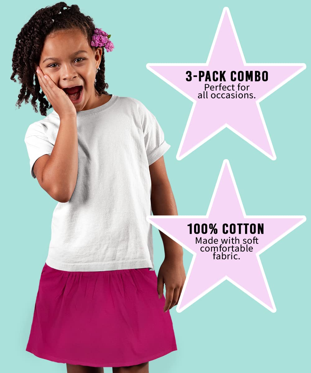MISS POPULAR Girls 3-Pack Skirt Sets Soft Cotton Cute Comfortable | Sizes 4-16
