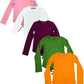 Multi -Pack Girls Kids Long Sleeve T Shirt with Tie Front Cotton Crew Neck Soft Fabric Many Colors Size 4-16