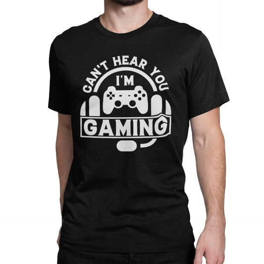 BROOKLYN VERTICAL Can't Hear You I'm Gaming | Funny Video Gamer Gaming Life Short Sleeve Crew Neck T-Shirt (US, Alpha, XX-Large, Regular, Regular, Black)