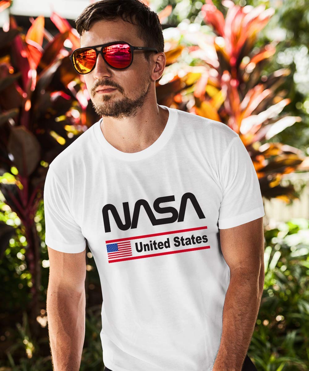 BROOKLYN VERTICAL 2-Pack NASA Print Outer Space Rocket Ship Mens Short Sleeve Crew Neck T-Shirt | Soft Cotton Sizes S-XL