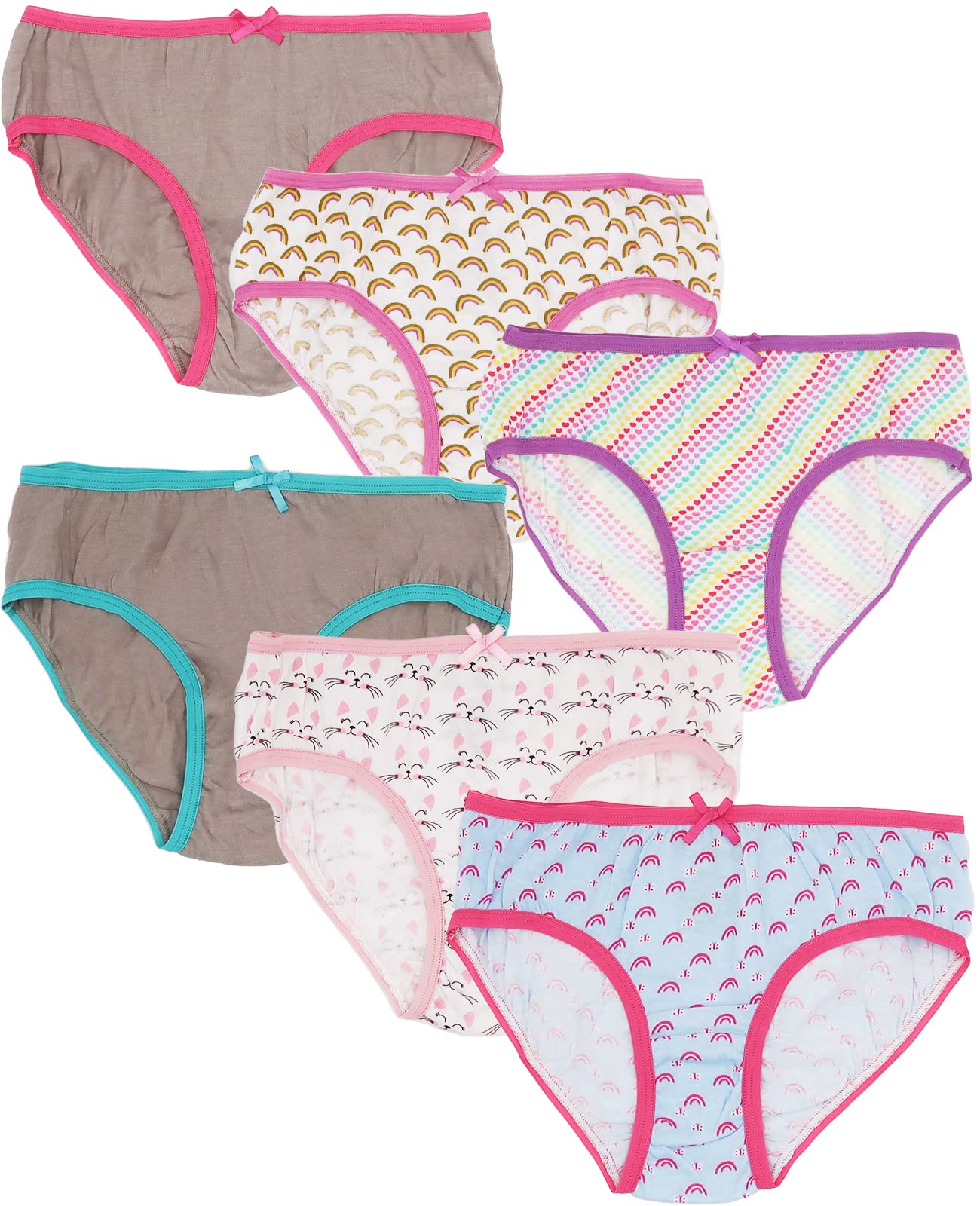 Girls 6-Pack Soft Cotton Underwear Tagless Basic Panty Briefs