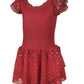 Girls Leotard Ballet Dance Dress with Round Sequins Sparkled Ruffle Sleeves and Tutu