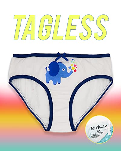 MISS POPULAR Girls 6-Pack Soft Cotton Underwear Tagless Basic Panty Briefs| Sizes 2T - 14/16