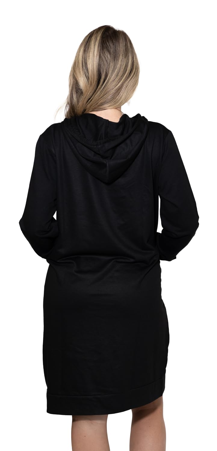 MISS POPULAR Womens Long Zipper Hoodie Casual Pockets Zip Up Tunic Sweatshirt Dress| Sizes S-2XL
