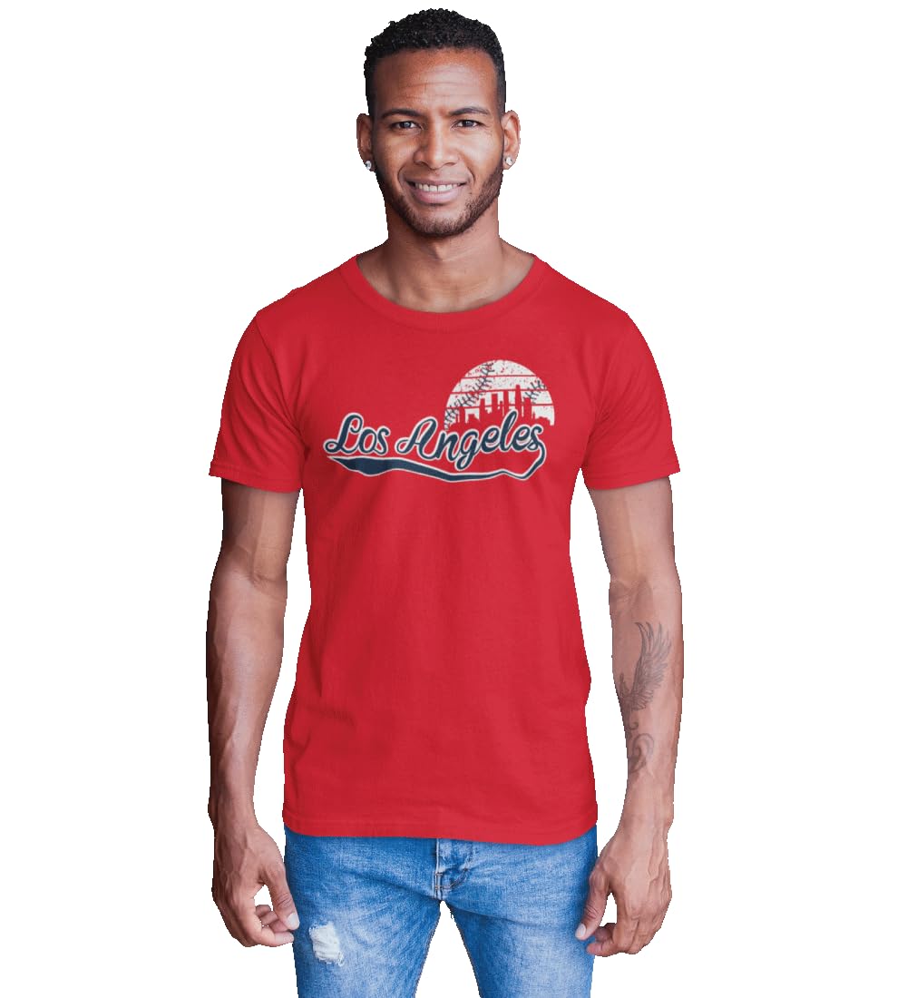 BROOKLYN VERTICAL Mens Baseball Sports Fan Short Sleeve T-Shirt with Chest Print| New York, Atlanta, St. Louis, Los Angeles