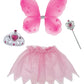 IntelliFun Girls 4 Piece Princess Fairy Dress Up Costume Set with Wings, Tutu Skirt, Wand and Tiara| Ages 3+