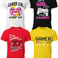 Girls 4-Pack Gaming Short Sleeve Crew Neck T-Shirt with Chest Print| Sizes S-XL