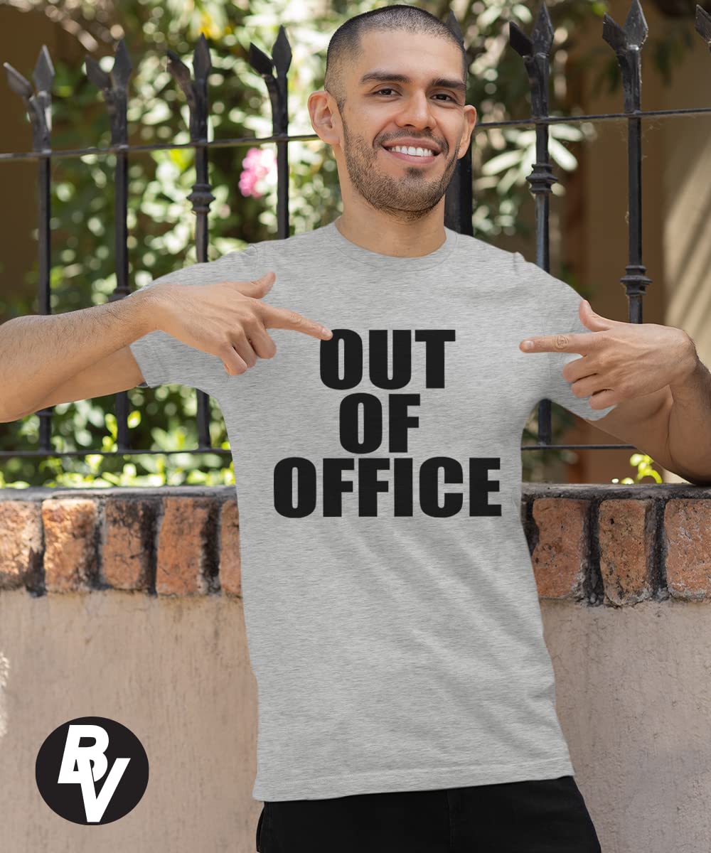 BROOKLYN VERTICAL Out of Office | Funny Sarcastic Vacation Retirement Adult Humor Joke Short Sleeve Crew Neck T-Shirt