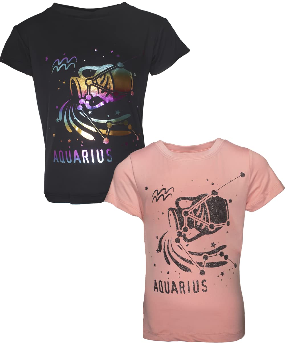 Girls 2-Pack Horoscope Zodiac Sign Astrology Super Soft Short Sleeve T-Shirts