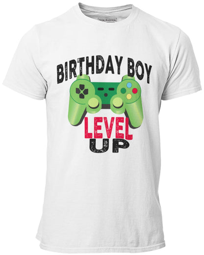 Birthday Boy Short Sleeve T-Shirt Video Gamer Level UP |Sizes S-XL