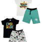 Boys 4 Piece T-Shirt Short Sets Cotton French Terry Jogger Shorts w Drawstring and Pockets| Sports & Casual