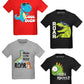 Boys Toddler 4-Pack Short Sleeve T-Shirts with Chest Print| Dinosaurs Animals Space Cars Sizes 2T-4T