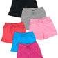 MISS POPULAR Girls 6-Pack Bermuda Short Sizes 4-16 Comfortable Cotton, Elastic Waistband, Bow-Tie, Pockets & Many Colors