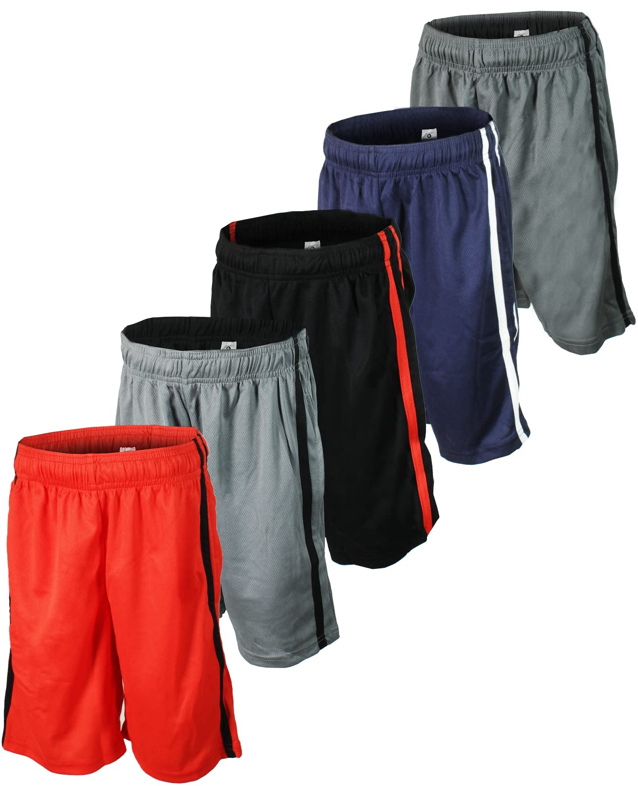 BROOKLYN VERTICAL Pack of 5 Men’s Mesh Athletic Basketball Quick Dry Shorts with Pockets for Gym, Running & Workout