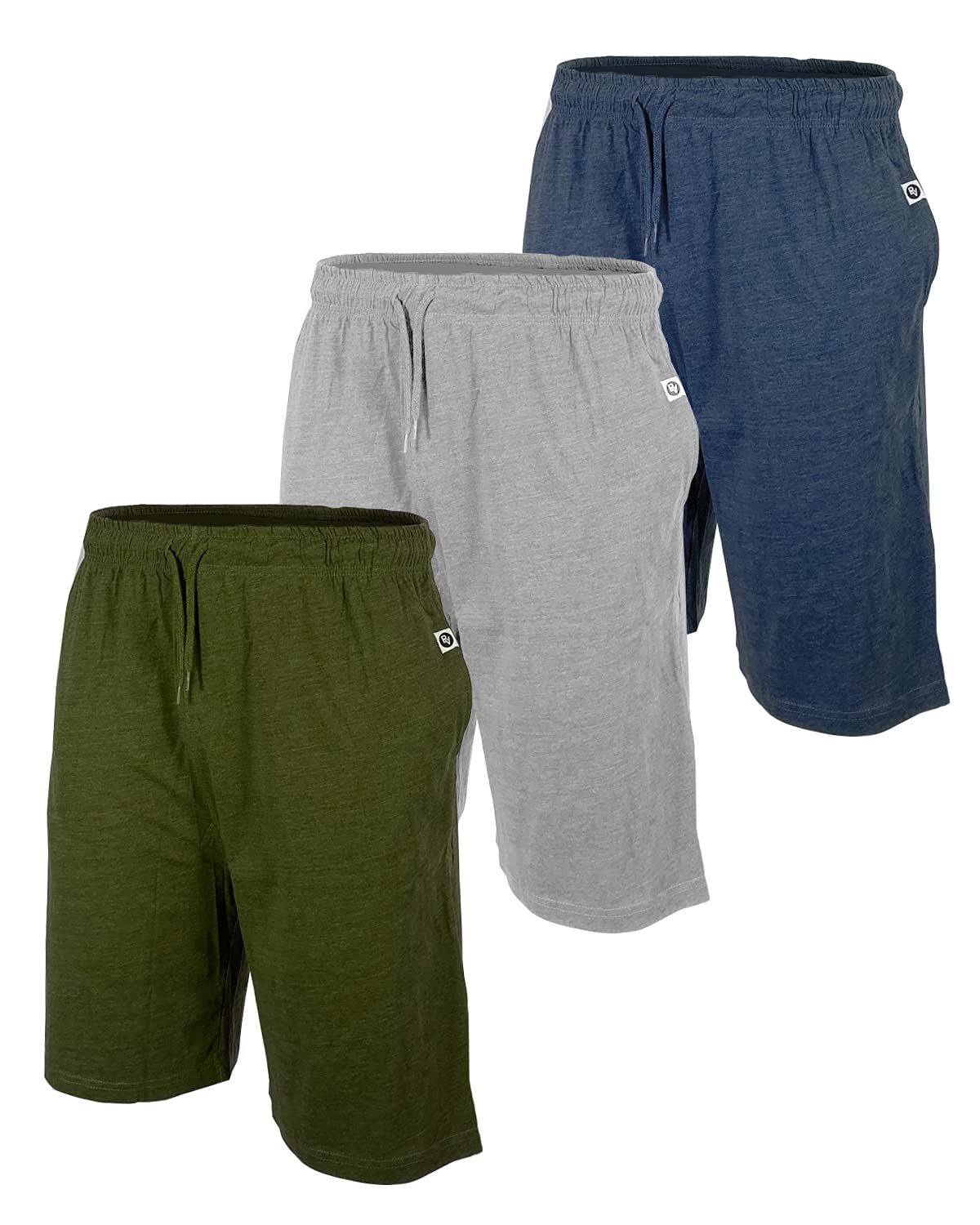 3-Pack Mens Sleep & Loungewear Shorts|Soft Comfortable Cotton|Drawstring Pull|Pockets|Many Colors|Small-3XL