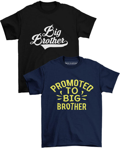 BROOKLYN VERTICAL 2Pack Big Brother T-Shirt Big Bro Announcement Promoted to Big Bro Everyday Wear|Toddler to Big Sizes