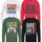 BROOKLYN VERTICAL 4-Pack Boys Long Sleeve Crew Neck T-Shirt with Chest Print | Soft Cotton Sizes 6-20