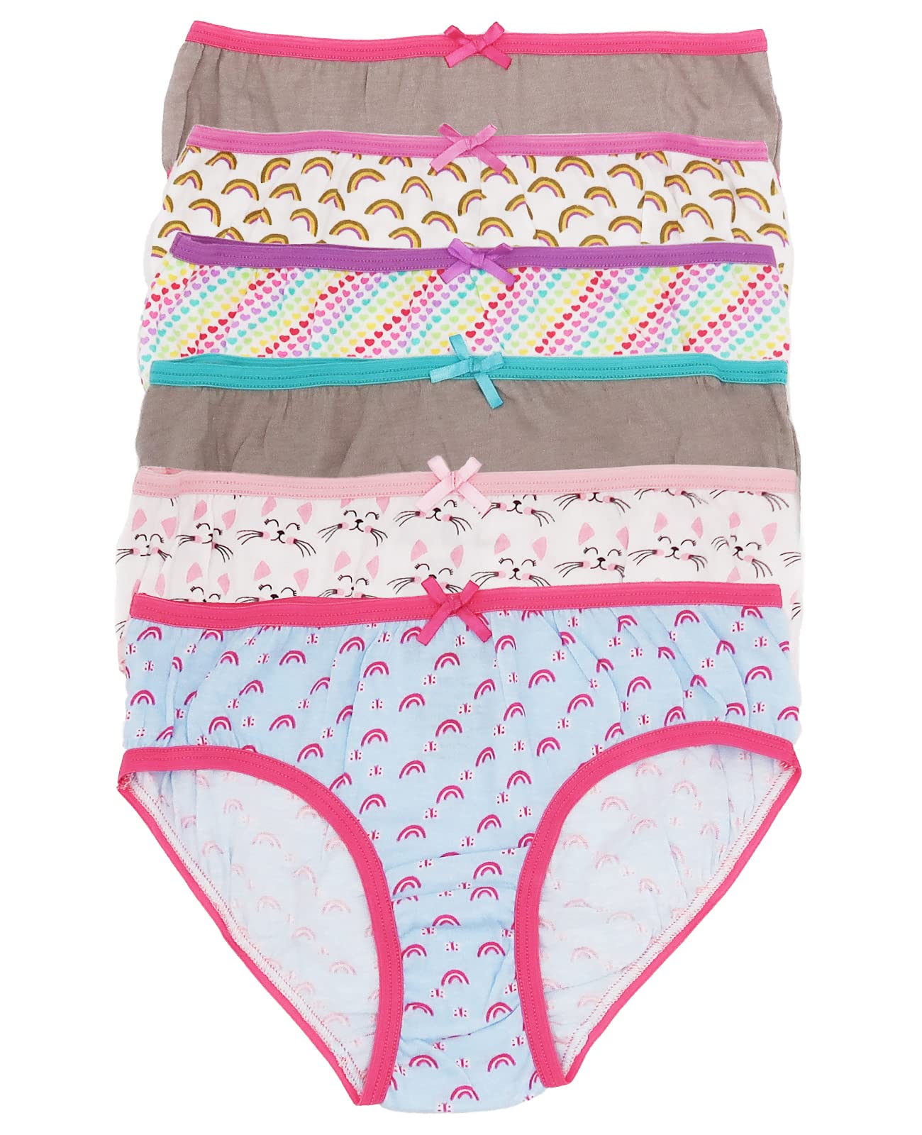 Girls 6-Pack Soft Cotton Underwear Tagless Basic Panty Briefs