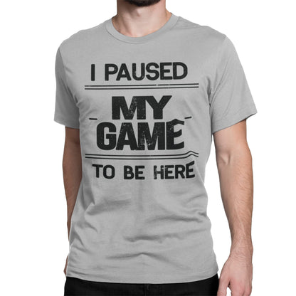 BROOKLYN VERTICAL I Paused My Game to Be Here | Funny Video Gamer Gaming Short Sleeve Crew Neck T-Shirt (as1, Alpha, xx_l, Regular, Regular, Grey, 2X-Large)