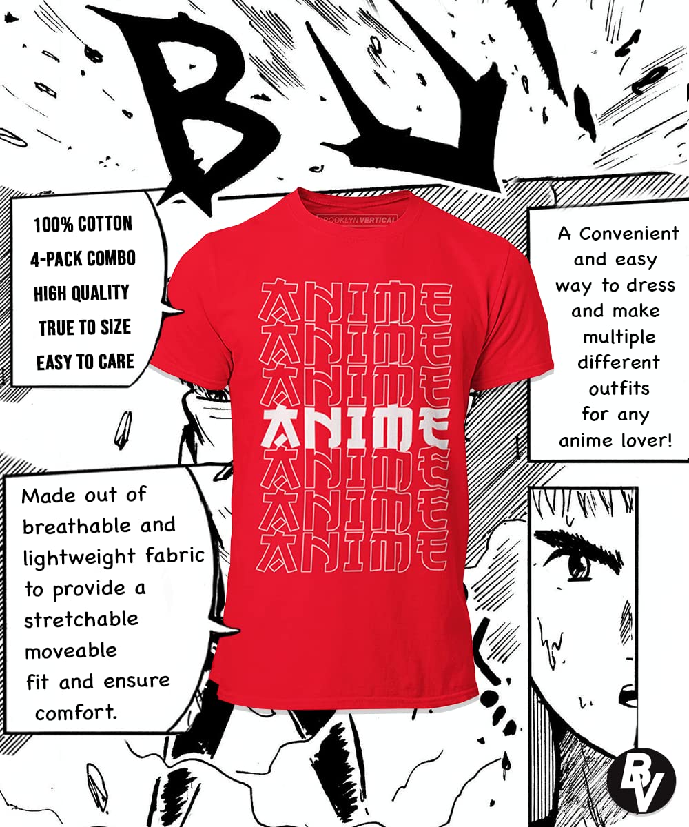 Printed for Art G 4-Pack and Sleeve – Short Japanese Anime Boys T-Shirts