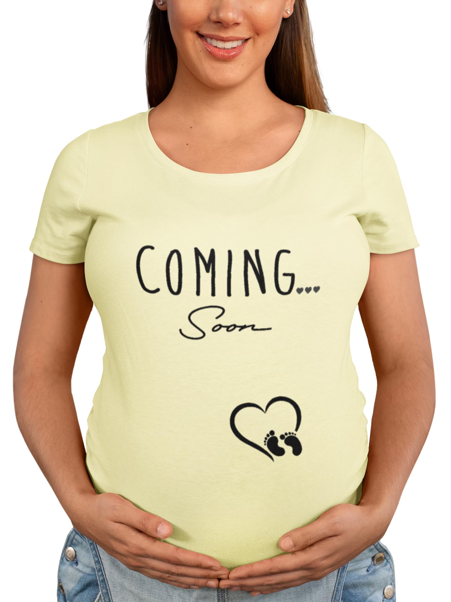 BROOKLYN VERTICAL Maternity Cute Funny New Mom Pregnancy Announcement Short Sleeve Crew Neck T-Shirt