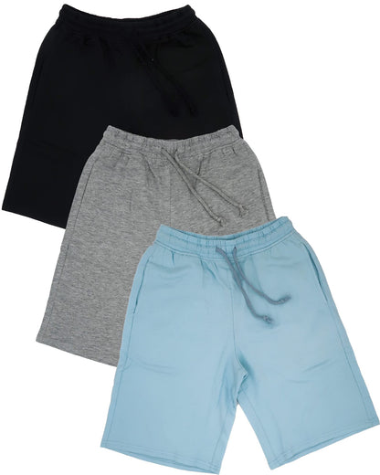 BROOKLYN VERTICAL Boys 3Pack Cotton French Terry Jogger Shorts with Drawstring and Pockets| Sports & Casual
