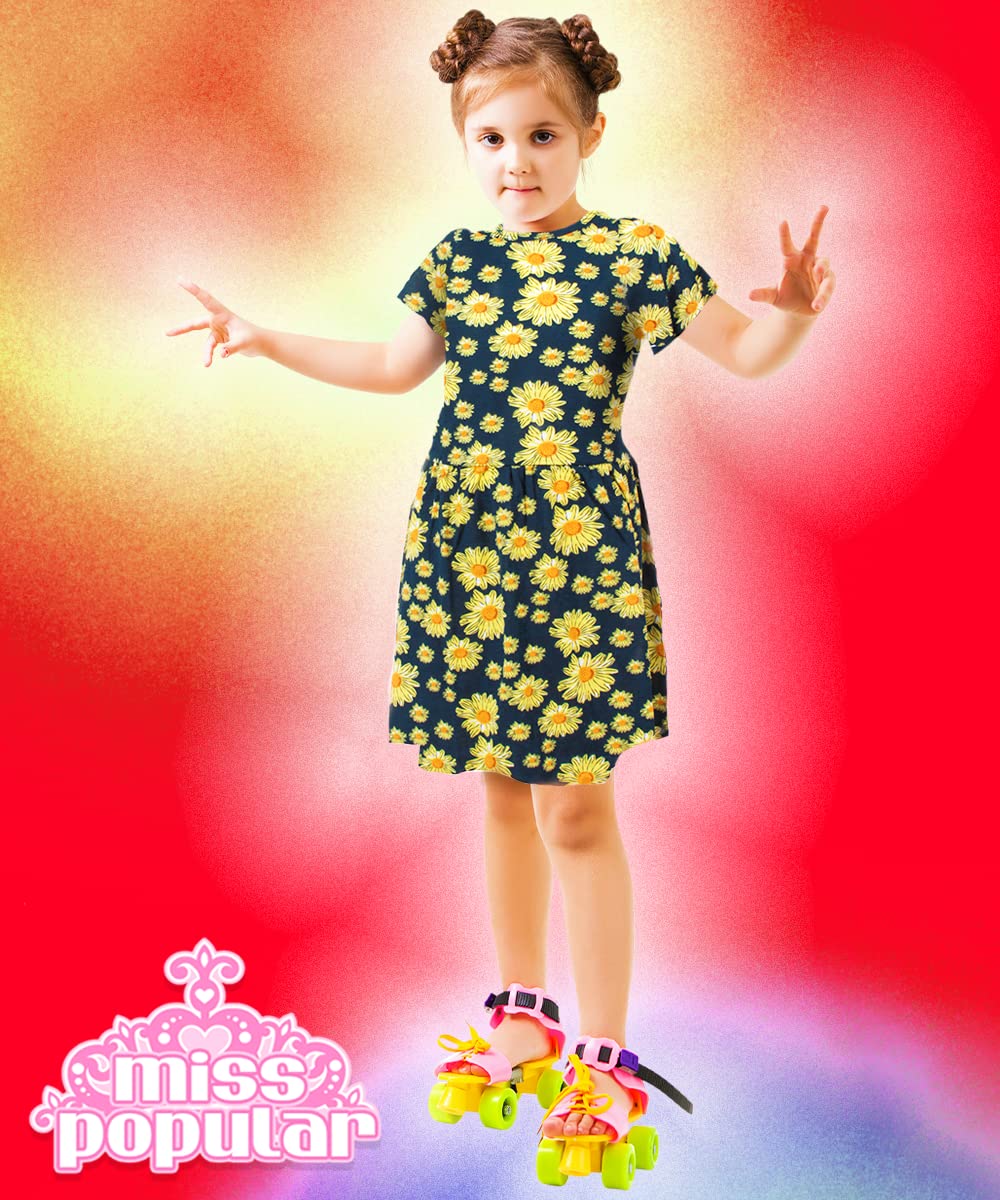 short sleeve skater dress Girls 3 Pack Short Sleeve Skater Dress Soft Cotton Cute Designs Spring Summer