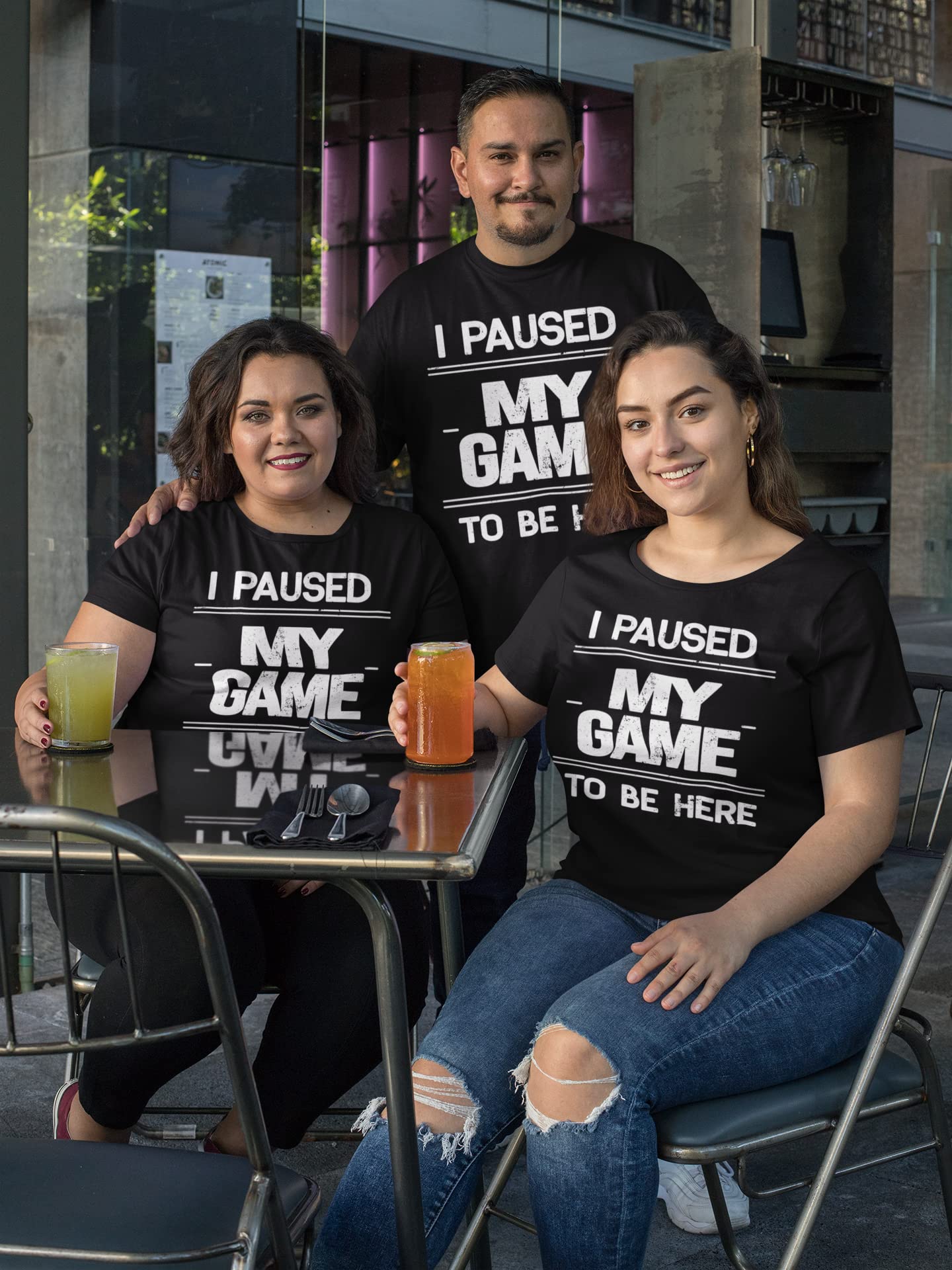 BROOKLYN VERTICAL I Paused My Game to Be Here | Funny Video Gamer Gaming Short Sleeve Crew Neck T-Shirt (as1, Alpha, s, Regular, Regular, Black, Small)