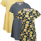 Girls 3 Pack Short Sleeve Skater Dress Soft Cotton Cute Designs Spring Summer | Sizes 4-16